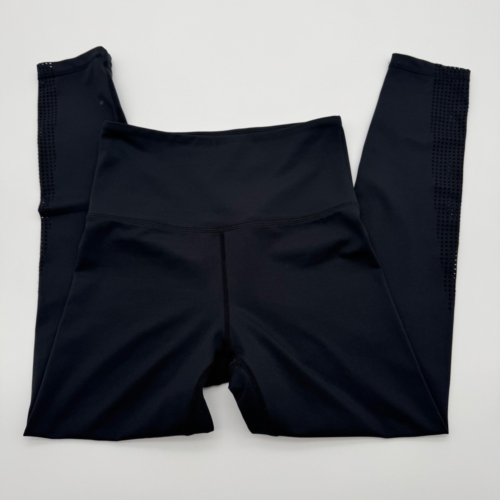 Zyia Active Black High Waisted Laser Cut Perforated Leggings Womens Size 4
